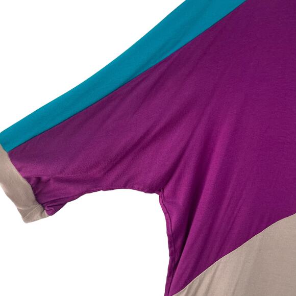 Romeo & Juliet Couture V Neck Short Sleeve Color Block Top Womens Medium - Picture 3 of 6